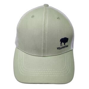 Lucky 7 Yellowstone Bison Trucker Hat Green One Size Snapback Mesh Adjustable